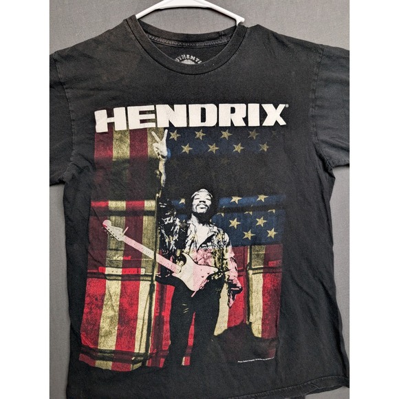 Jimi Hendrix - American Flag Authentic Hendrix T-Shirt (Adult Size Medium) Black - Picture 2 of 7